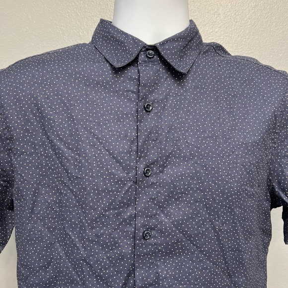 Fundamental Coast Linen Blend Short Sleeve Shirt Micro Dot NWOT - Picture 2 of 5